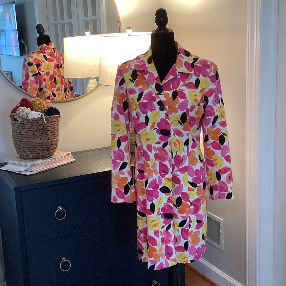 Vibrant Floral Women's Trench Coat